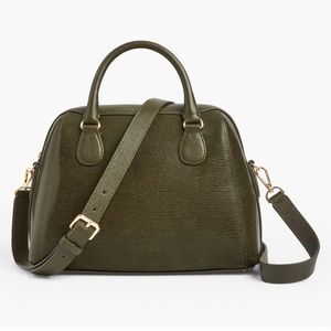 Talbots Leather Satchel Embossed Leather Olive Color